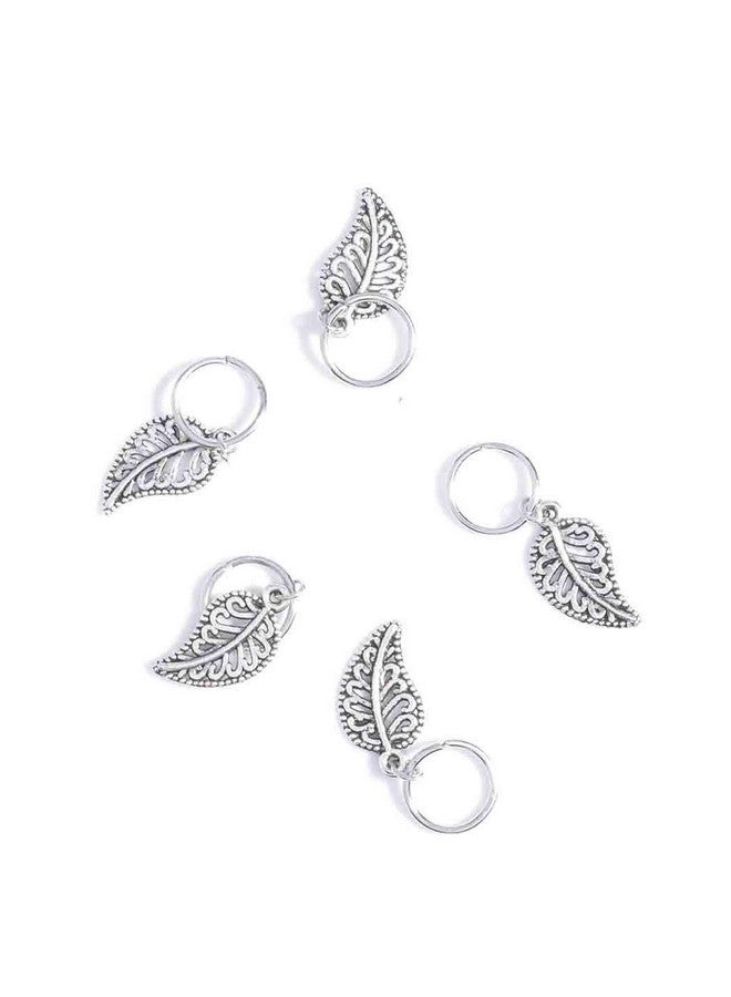 Olbye Dreadlock Hair Rings Silver Leaf Hair Braid Rings Hair Loops Clips Summer Plaits Braid Hair Loop Accessories For Women And Girls - Image 2