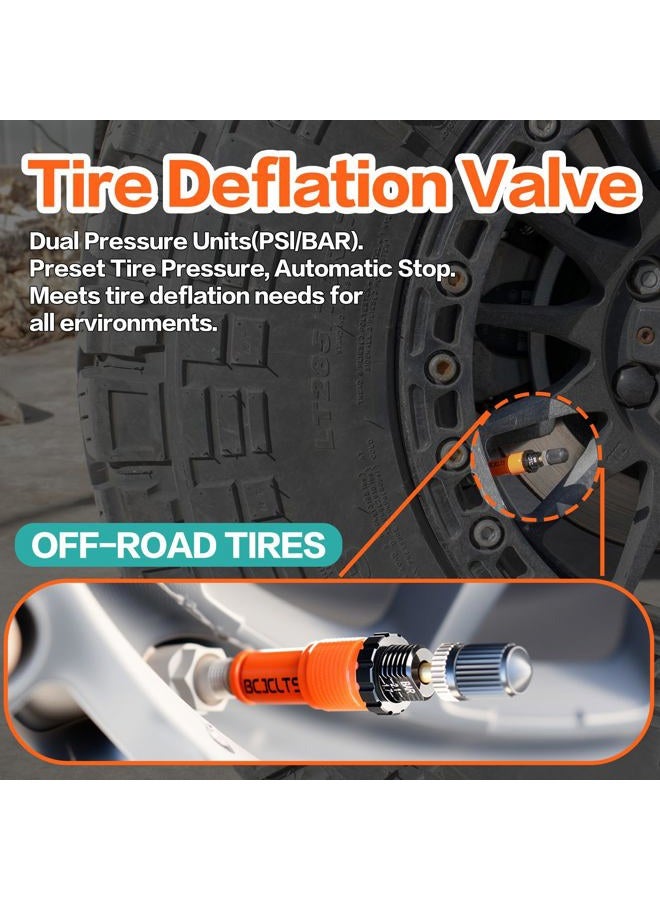BCJCLTS Adjustable Auto-Stop Tire Deflator Valve Kit (10-30 PSI) Tire Air Down Tool Offroad 4x4 Screw-on Automatic Tire Deflators. (4, Orange) - Image 3