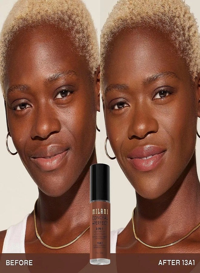MILANI Milani Cosmetics Conceal + Perfect 2-In-1 Foundation + Concealer Cool Espresso 13A1 30ml – Full Coverage, Lightweight, Long-Lasting, Water-Resistant, Oil-Free, Vegan & Cruelty-Free - Image 2
