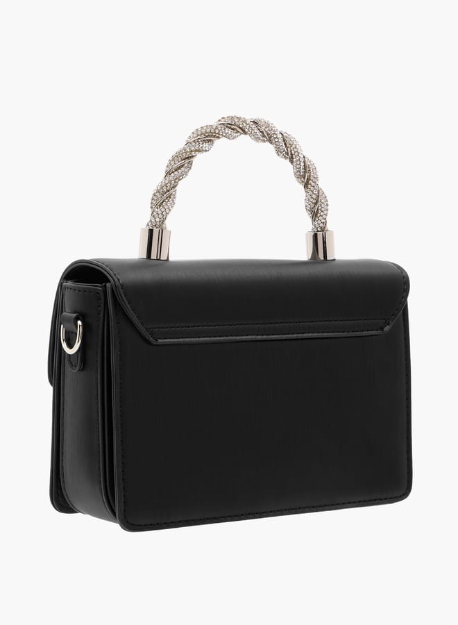 Flora Bella By Shoexpress Women Solid Satchel Bag with Detachable Strap and Magnetic Closure  - Image 3