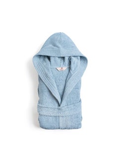 MEHALLA Bath Robe - Basic Hood - Kids- light blue -100% Egyptian Cotton 