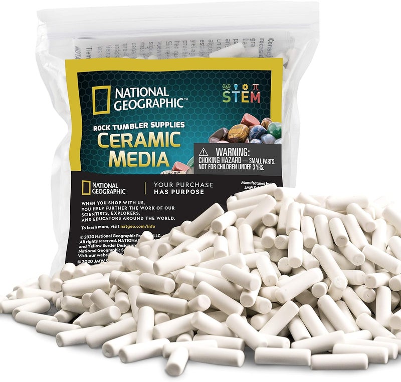 Blue Marble NATIONAL GEOGRAPHIC Ceramic Media for Rock Tumbling – 1.5 lb Ceramic Pellets, Tumbling Media for Rock Polisher, Use with Rock Tumbler Grit, Protects Rocks, Reusable, Rock Tumbling Supplies - Image 1
