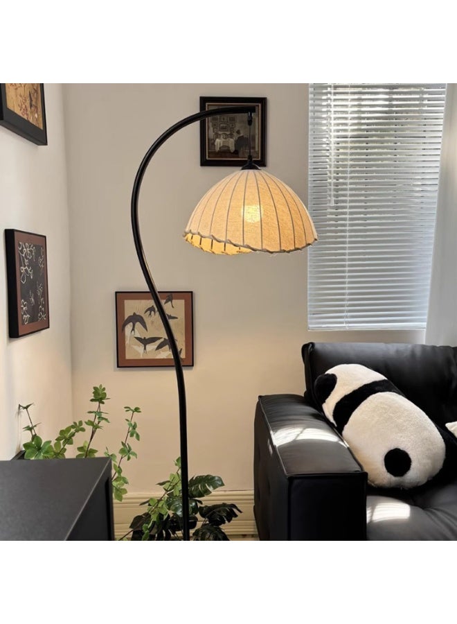 GUDOO Floor Lamp with Fabric Lampshade,Black Tall Reading Lamp with Marble Base,Vintage Style Standing Lamp for Living Room Bedroom and Office - Image 5