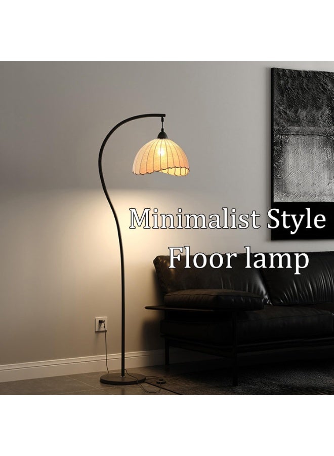 GUDOO Floor Lamp with Fabric Lampshade,Black Tall Reading Lamp with Marble Base,Vintage Style Standing Lamp for Living Room Bedroom and Office - Image 4