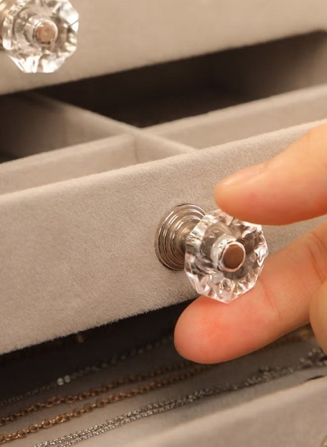 Bukela Clear Acrylic Velvet Jewelry Organizer with 3 Drawers, Multi-functional Jewelry Storage Boxes And Organizers for Women Girls Stackable Display  Velvet Flannelette Earrings Rings Necklace Bracelets Jewelry Tray Storage Case - Image 5