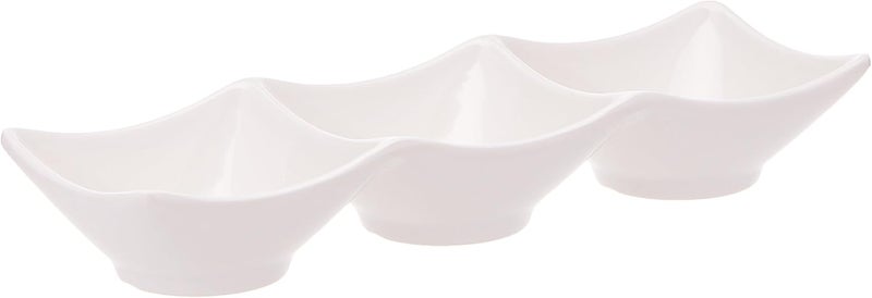 Vague Melamine Three Compartment Divided Plate, White 22 cm Size, 36-460 - Image 1