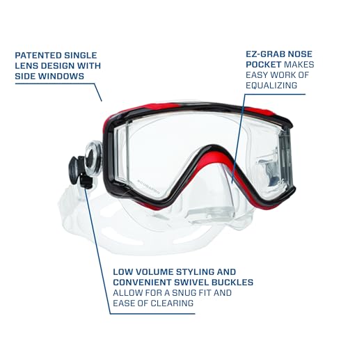 SCUBAPRO Crystal Vu Plus Scuba Mask with Purge Valve with Ultra Clear Tri Lens for Diving RedGray - Image 3