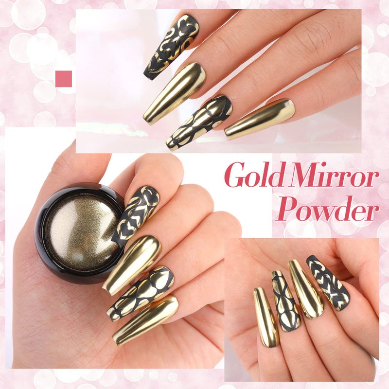 Born Pretty Chrome Nail Powder Metallic Mirror Powder Holographic Pigment Powder Manicure Nail Art Decoration Sets Silver Gold Pink Rose Gold 4 Boxes - Image 5