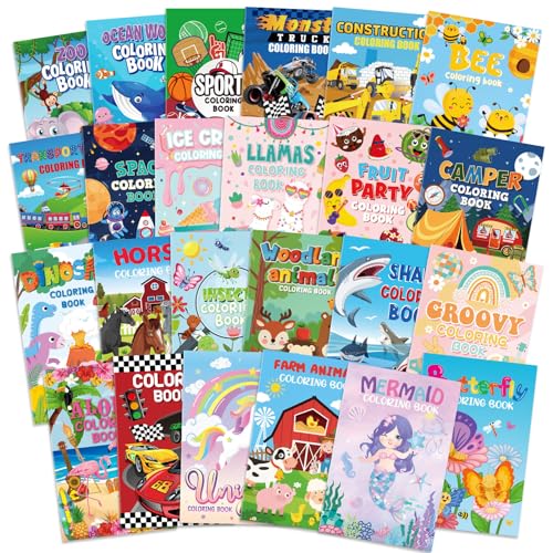 Cinrobiye 24 Pcs Coloring Books for Kids Party Favors Bulk Mini DIY Craft Coloring Books for Ages 24812 Activity Books for Car Farm Horse Animal Birthday Party Gifts Goodie Bags Stuffers Classroom - Image 1