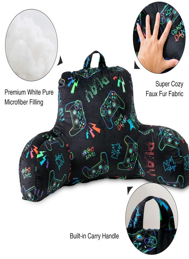 Aimuan Kids Back Resting Pillow for Gaming Reading and Watching TV Bed Rest Wedge Backrest Pillow with Arms Back Support for Sitting Up in Bed Cushion Incline Rest Sleeping Pillow (Black-Gamer) - Image 4