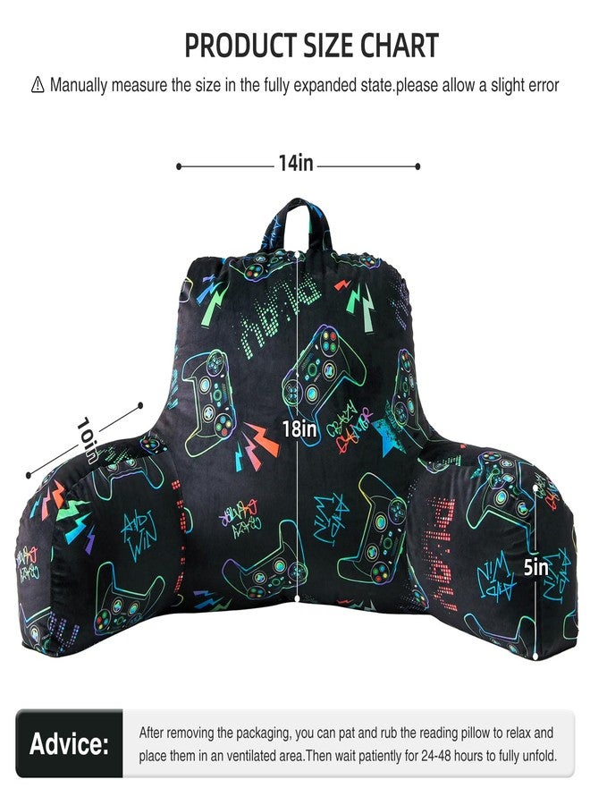 Aimuan Kids Back Resting Pillow for Gaming Reading and Watching TV Bed Rest Wedge Backrest Pillow with Arms Back Support for Sitting Up in Bed Cushion Incline Rest Sleeping Pillow (Black-Gamer) - Image 3