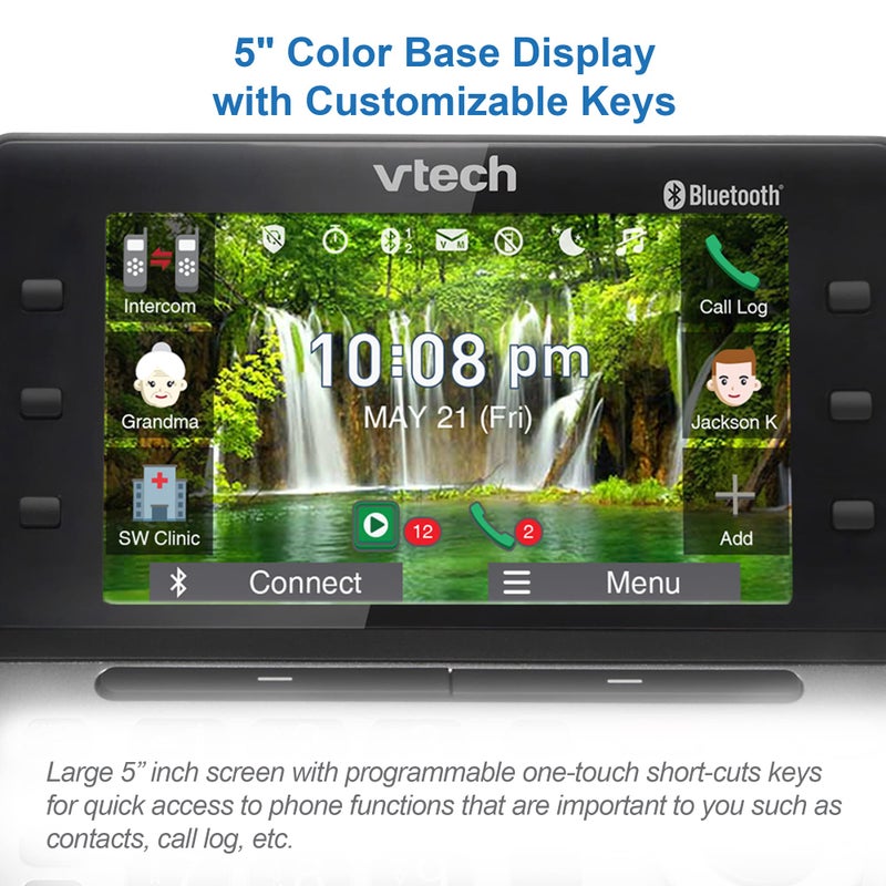VTech IS8251-3 Business Grade 3-Handset Expandable Cordless Phone for Home Office, 5" Color Display, Programmable Short Cut Keys, Smart Call Blocking, Answering System,Bluetooth Connect to Cell - Image 3