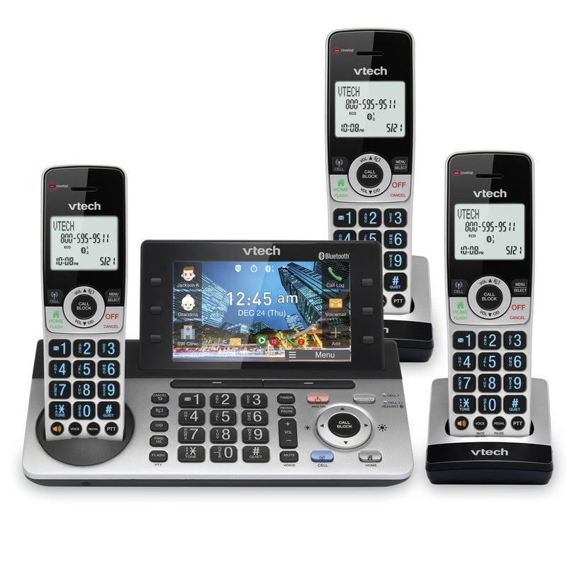 VTech IS8251-3 Business Grade 3-Handset Expandable Cordless Phone for Home Office, 5" Color Display, Programmable Short Cut Keys, Smart Call Blocking, Answering System,Bluetooth Connect to Cell - Image 1