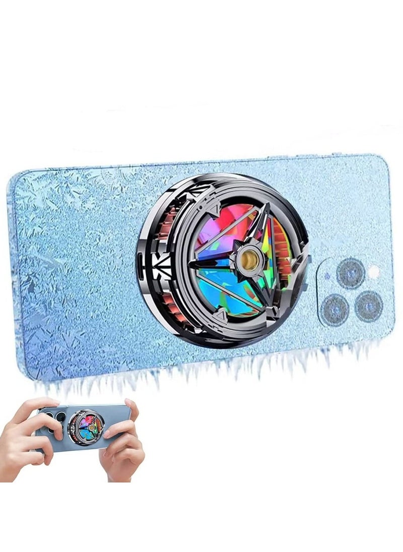 Loquat Phone Cooler for Gaming, Magnetic Phone Cooling Fan, with Colorful LED Light, Rechargeable Semi Conductor Cell Phone Radiator, for Smartphone/Tablet/iPad  - Image 1