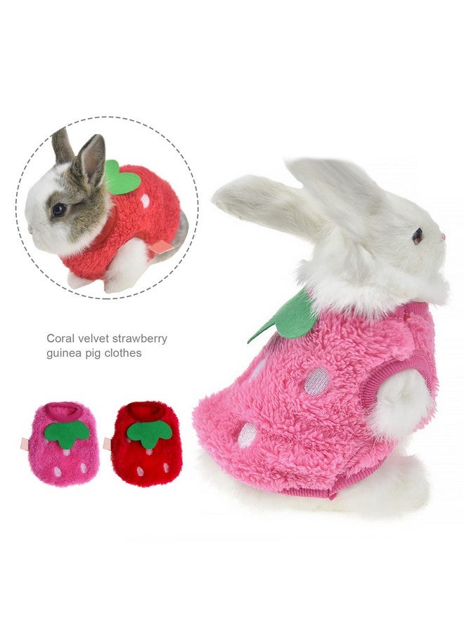Create idea Create idea 2PCS Strawberry Guinea Pig Clothes Small Pet Winter Plush Warm Apparel Costumes Soft Coats for Rabbits Ferrets Chinchillas Kittens 3XS  - Image 3