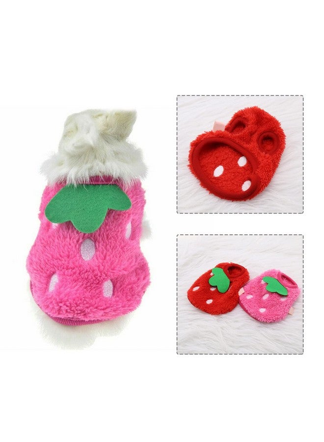 Create idea Create idea 2PCS Strawberry Guinea Pig Clothes Small Pet Winter Plush Warm Apparel Costumes Soft Coats for Rabbits Ferrets Chinchillas Kittens 3XS  - Image 5