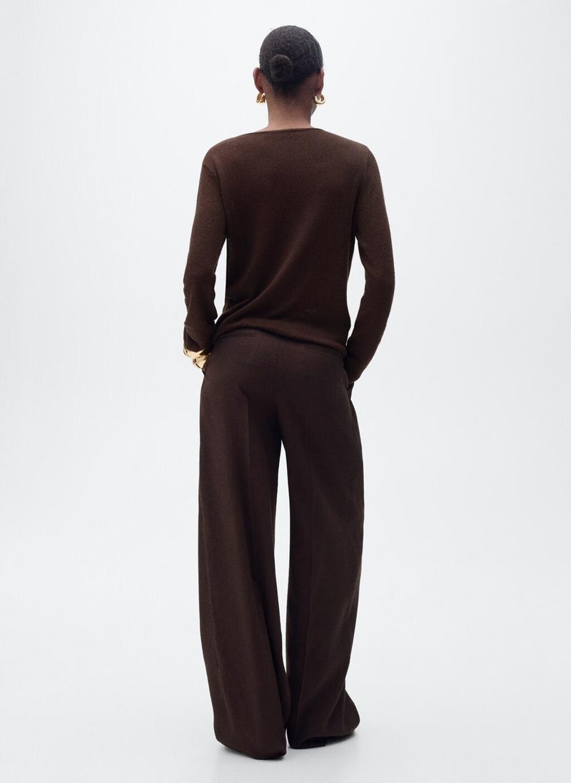 MANGO - Linen Blend Boat Neck Sweater - Image 1