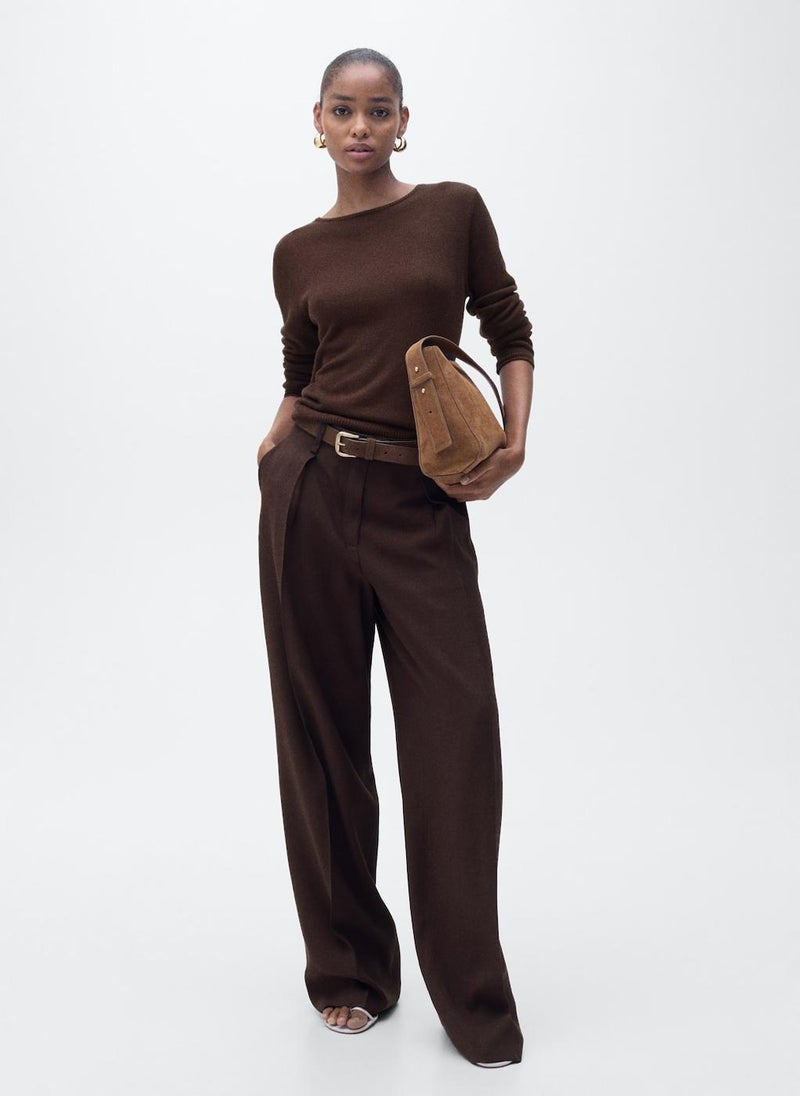 MANGO - Linen Blend Boat Neck Sweater - Image 1