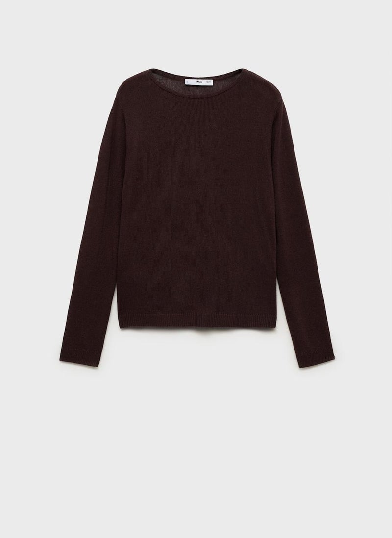 MANGO - Linen Blend Boat Neck Sweater - Image 1