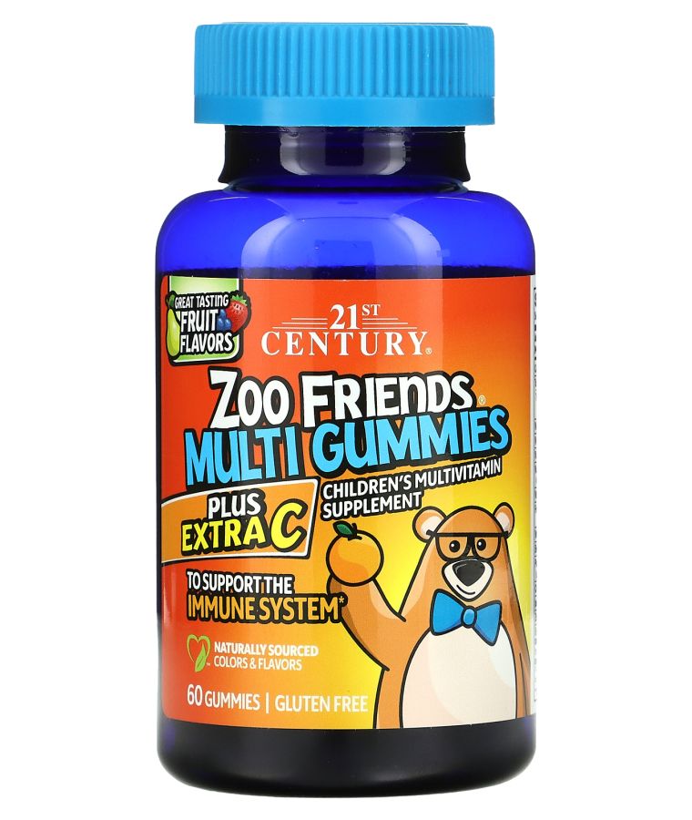 Zoo Friends Multi Gummies Plus Extra C Great Tasting Fruit 60 Gummies
