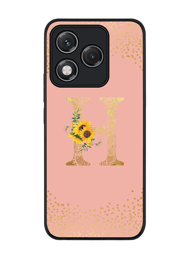 Stylizedd For Honor 400 Lite Case,Slim fit Camera Protection, Shockproof Thin Phone cover  - Custom Floral Monogram - H  (Rose Pink )