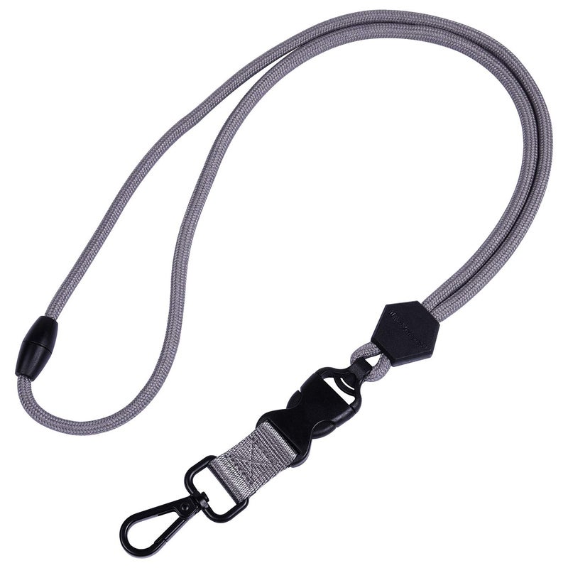 Wisdompro Breakaway Neck Lanyards, 23 inch Heavy Duty Round Cord Lanyard with Safety Breakaway Buckle, Detachable Buckle and Metal Hook for ID Card Badge Holder and Keys - Gray - Image 1