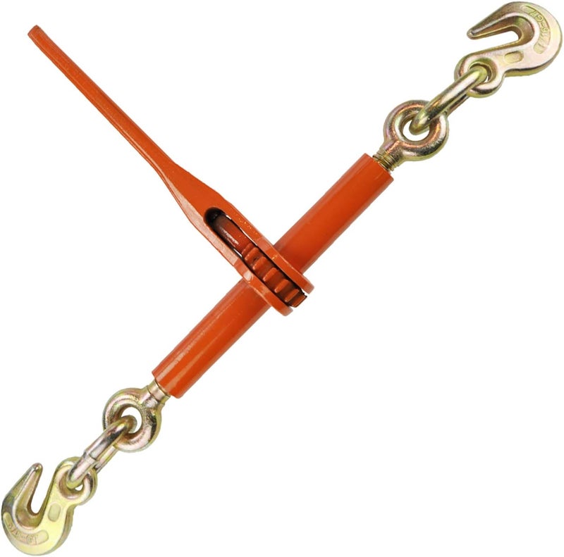 VULCAN Load Binder with 2 Grab Hooks - Ratchet Style - 7100 Pound Safe Working Load (Works with 5/16 Inch or 3/8 Inch Grade 70 and Grade 80 Chain) - Image 1