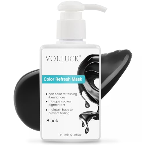 VOLLUCK Color Depositing Conditioner, 3-in-1 Cruelty-free Color Depositing Hair Mask for Enhances Shine & Softness, Non-foaming for All Hair Types (Black, 5.28 Fl oz) - Image 1