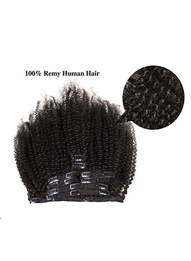 SAEIALL SAGA QUEEN 4B 4C Clip In Human Hair Afro Kinky Curly Clip In Hair Extensions 8pcs 18 stainless steel clips Brazilian Virgin Human Hair Afro Curly Clip Ins for American African (8inch, natural black) - Image 2