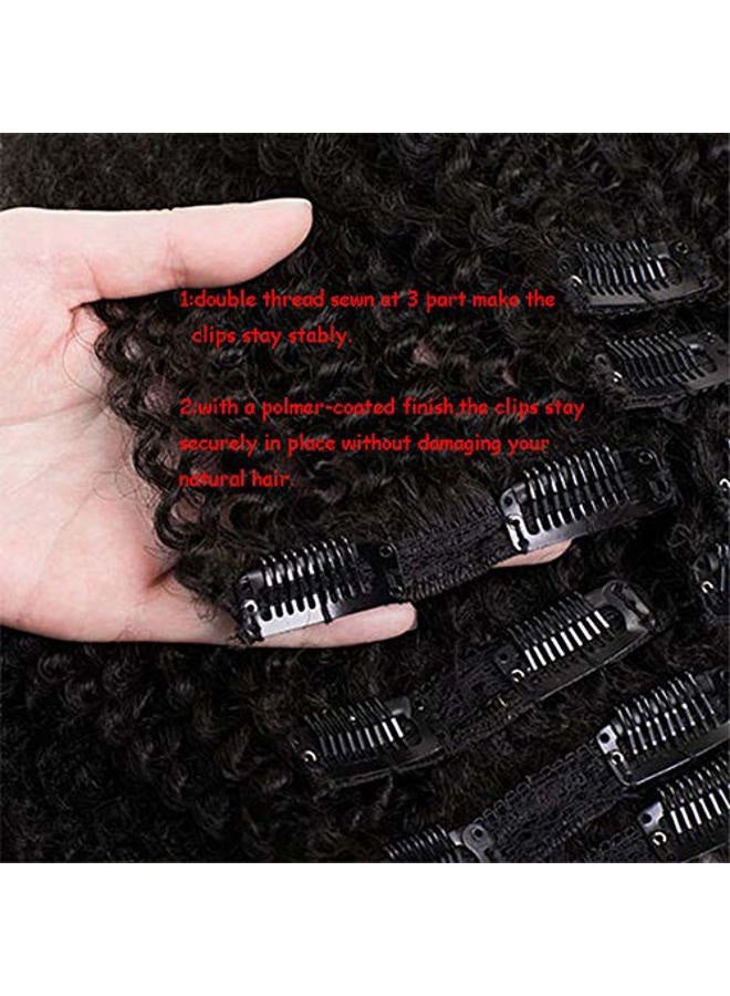 SAEIALL SAGA QUEEN 4B 4C Clip In Human Hair Afro Kinky Curly Clip In Hair Extensions 8pcs 18 stainless steel clips Brazilian Virgin Human Hair Afro Curly Clip Ins for American African (8inch, natural black) - Image 4
