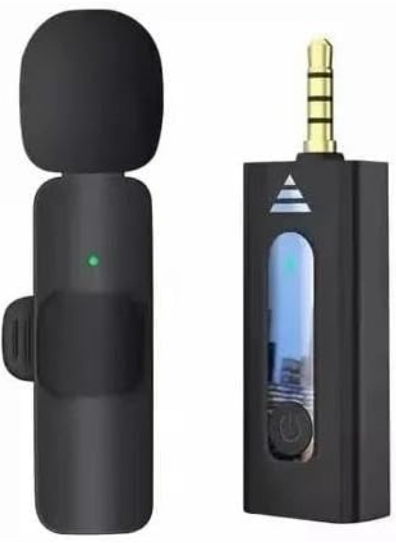 Generic - K35 Wireless Collar Microphone Lapel Lavalier Omnidirectional Mic Plug And Play Mike For Vlogging Interview Live Streaming Youtube Compatible With Bt Speakers, Dslr Camera (Black) - Image 1