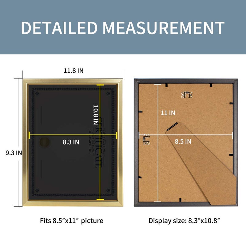 Giverny Giverny 8.5x11 Picture Frames  Gold Photo Frames for Wall or Tabletop Display  Simple Design Glossy Finish Frame Perfect for Home Decoration  Office  Certificate Frame  Degree Frame  - Image 2