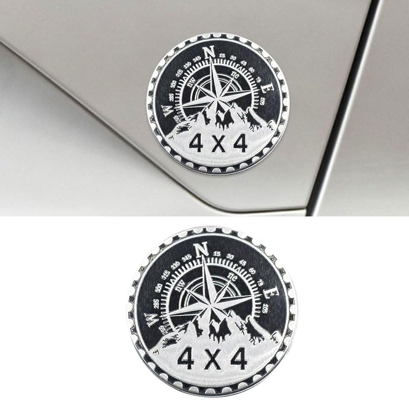 LHDOS Compass Badge Rated Car Emblem 4 x 4 Round Automotive Emblem Decal 3D Metal Car Exterior Decoration Sticker for Cars Trucks SUVs Wrangler Vehicles Compass - Image 3