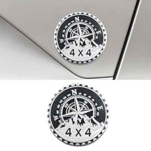 LHDOS Compass Badge Rated Car Emblem 4 x 4 Round Automotive Emblem Decal 3D Metal Car Exterior Decoration Sticker for Cars Trucks SUVs Wrangler Vehicles Compass - Image 1