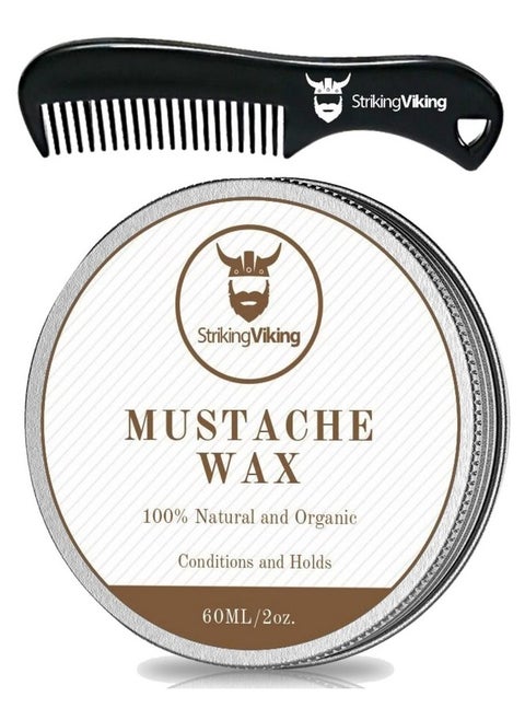 Triking Viking Mustache Wax And Comb Kit Beard And Moustache Wax For Men With Strong Hold Natural Beeswax Helps Tame Style And Groom (Sandalwood Scent 2 Ounce Size)
