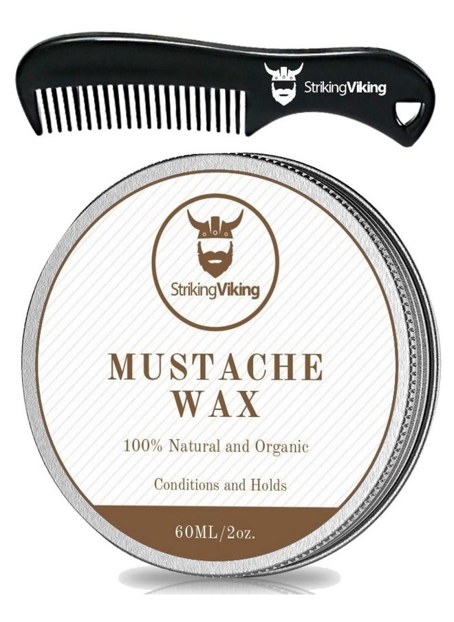 Triking Viking Mustache Wax And Comb Kit Beard And Moustache Wax For Men With Strong Hold Natural Beeswax Helps Tame Style And Groom (Sandalwood Scent 2 Ounce Size)