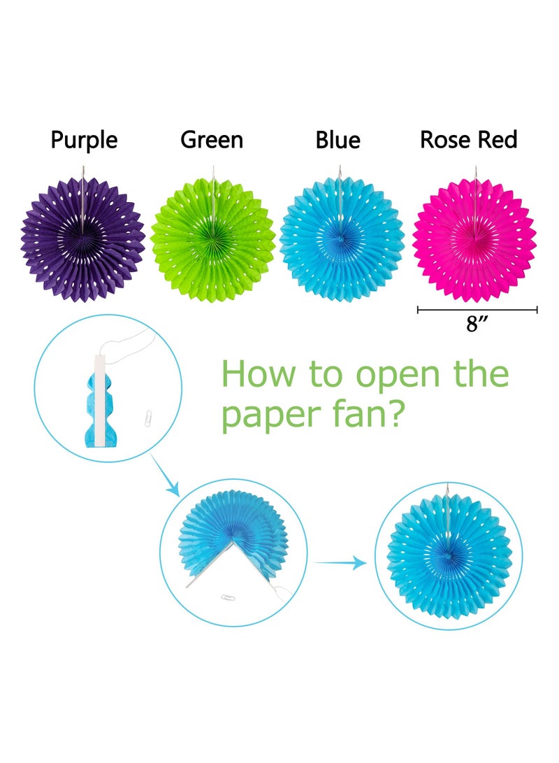 DOUGEI Fiesta Party Decorations - 33pcs Colorful Mexican Themed Hanging Paper Fans, Rainbow Paper Pom Poms, Fiesta Bunting and Tissue Paper Streamers for Birthday, Festival, and Rainbow Parties - Image 5