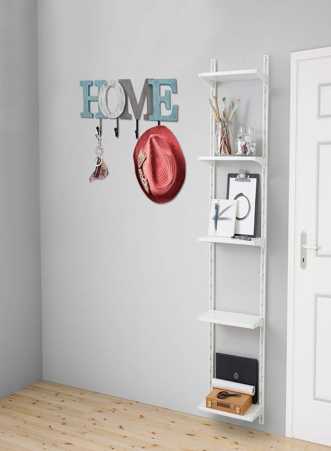Linfevisi Wooden Home Sign Aqua Hanging Block Letters Sign Rustic Wood Word Decor Home Wall Sign Cutout Word Art Wall Decor Decorative Key Holder Hanger with 4 Hooks (home) - Image 4