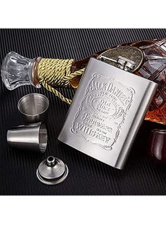 SYOSI SYOSI Hip Flasks for Liquor Set Premium Stainless Hip Flask with 2 Cups and Funnel Gift Box Pocket Friendly Pocket Drinking Flask for Men and Women (Silver 210ml)  - Image 5