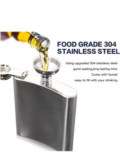 SYOSI SYOSI Hip Flasks for Liquor Set Premium Stainless Hip Flask with 2 Cups and Funnel Gift Box Pocket Friendly Pocket Drinking Flask for Men and Women (Silver 210ml)  - Image 4