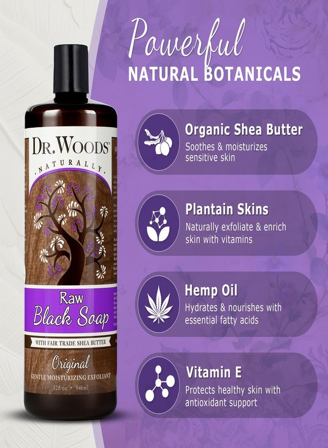 Dr. Woods Raw African Liquid Black Soap - Body Wash for Men and Women, Contains Organic Shea Butter, Gentle Exfoliant, Natural Cleanser for Face, Hands, and Body - 32 Fl Oz, Pack of 3 - Image 3