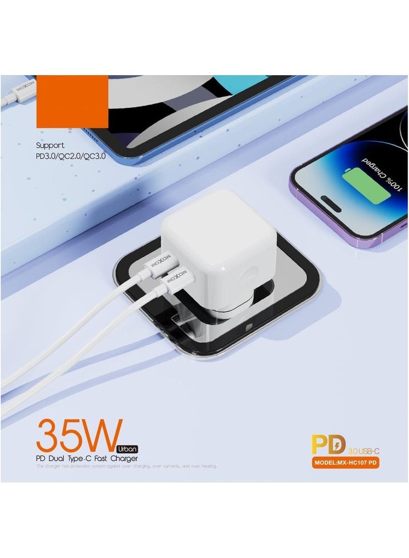MOXOM 35W Dual USB-C Fast Charger with Type C to Lightning Cable PD Power Compatible with iPhone 14 Pro Max/13 Pro Maxc MX-HC107 - Image 4