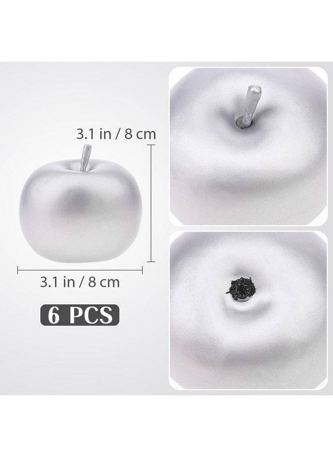 Gresorth Gresorth 6 PCS Artificial Silver Apple Fake Apples Fruit Home Party Christmas Decoration  - Image 2