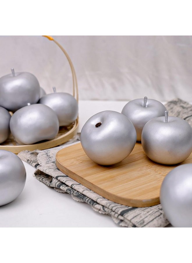 Gresorth Gresorth 6 PCS Artificial Silver Apple Fake Apples Fruit Home Party Christmas Decoration  - Image 3