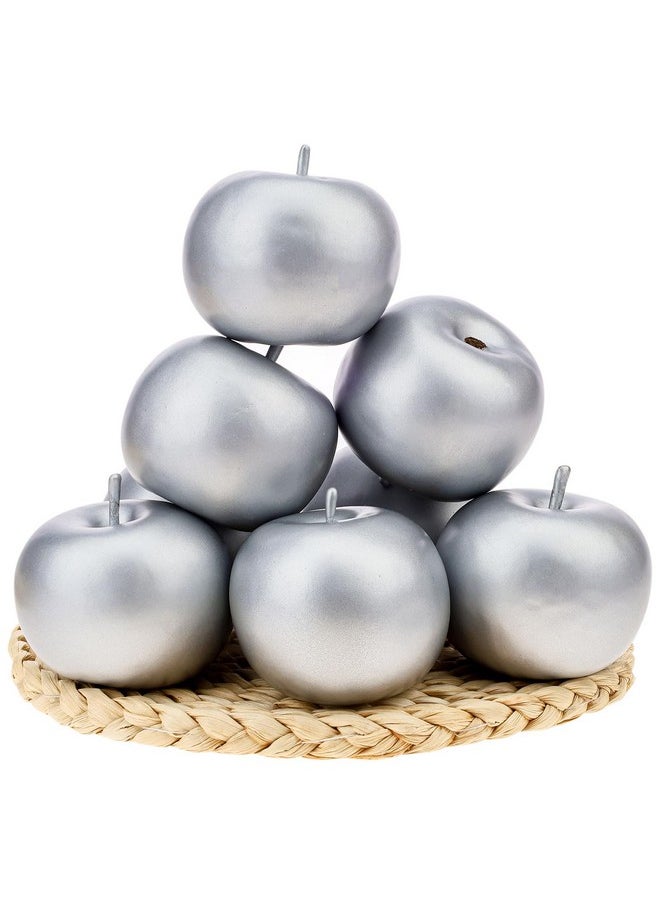Gresorth Gresorth 6 PCS Artificial Silver Apple Fake Apples Fruit Home Party Christmas Decoration  - Image 1