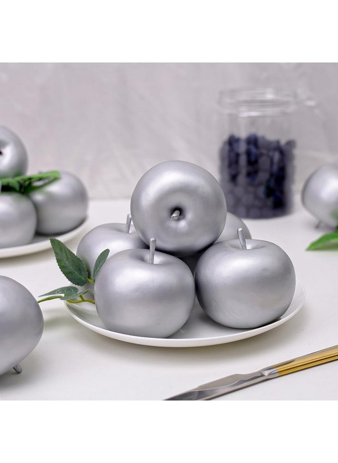 Gresorth Gresorth 6 PCS Artificial Silver Apple Fake Apples Fruit Home Party Christmas Decoration  - Image 4