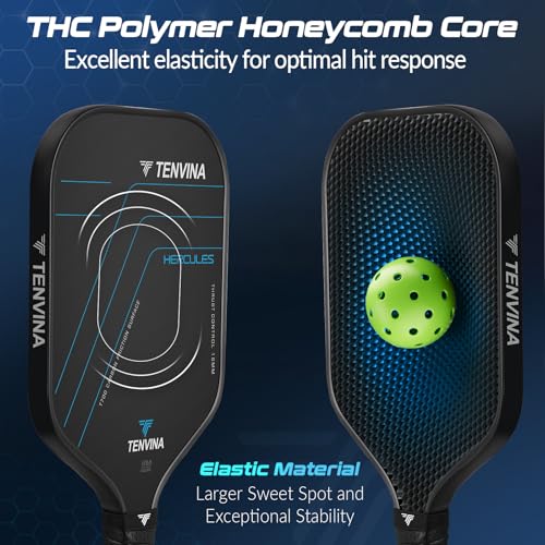 NHYHN TENVINA Pickleball Paddles, Multi-Layer T700SC Textured Carbon Fiber Pickleball Paddle, 4-Types of Shapes and Thicknesses, Strong Spin & Power Surface of USAPA Approved Pickle Ball Paddle - Image 3