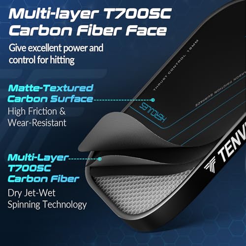 NHYHN TENVINA Pickleball Paddles, Multi-Layer T700SC Textured Carbon Fiber Pickleball Paddle, 4-Types of Shapes and Thicknesses, Strong Spin & Power Surface of USAPA Approved Pickle Ball Paddle - Image 2