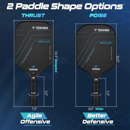 NHYHN TENVINA Pickleball Paddles, Multi-Layer T700SC Textured Carbon Fiber Pickleball Paddle, 4-Types of Shapes and Thicknesses, Strong Spin & Power Surface of USAPA Approved Pickle Ball Paddle - Image 4