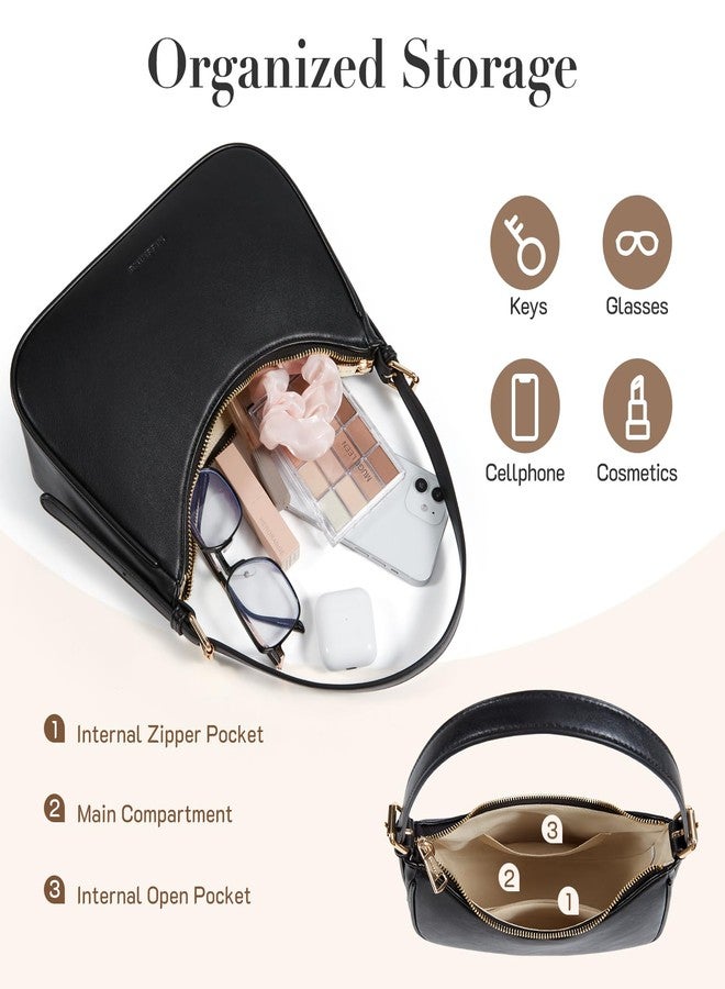 Missnine Purses for Women, Shoulder Bag Small Handbags Vegan Leather Underarm Bags Trendy Hobo Cute Clutch Purse with Adjustable Strap, Black - Image 3